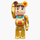 Bearbrick Maneki Neko Peko-chan Fuku 100% & 400% Set Gold Plated