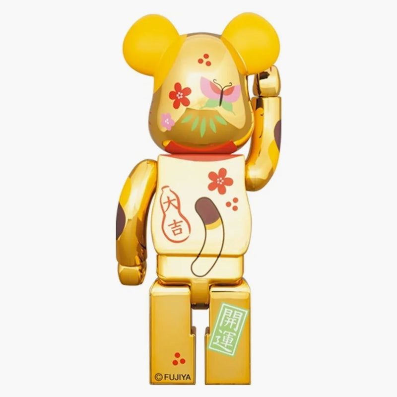 Bearbrick Maneki Neko Peko-chan fuku 100% & 400% set Gold Plated