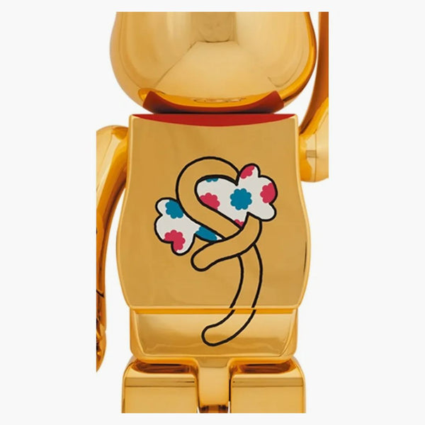 Bearbrick Maneki Neko Peko-chan peníze štěstí 1000% zlaté