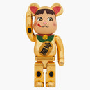 Bearbrick Maneki Neko Peko-chan Money Luck 1000% Gold chapado en