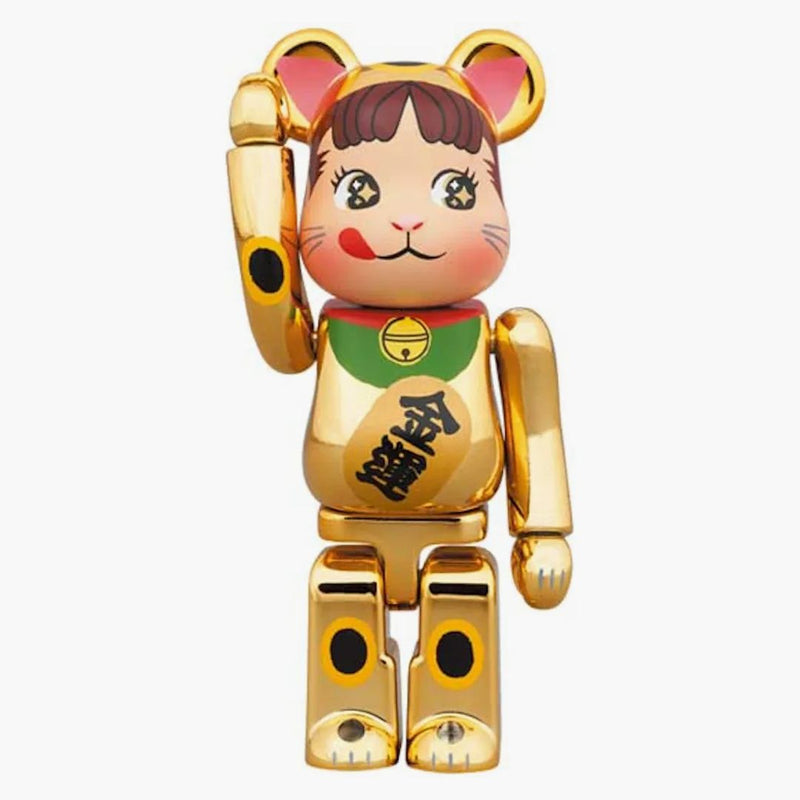Bearbrick Maneki Neko Peko-chan peníze Plating 100% & 400% Set Gold
