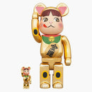 Bearbrick Maneki Neko Peko-Chan Money Plating 100% & 400% set gold