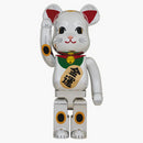 Bearbrick Maneki Neko Silver Plated 2 1000%