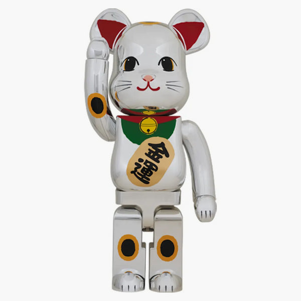 Bearbrick Maneki Neko Silver placcato 2 1000%