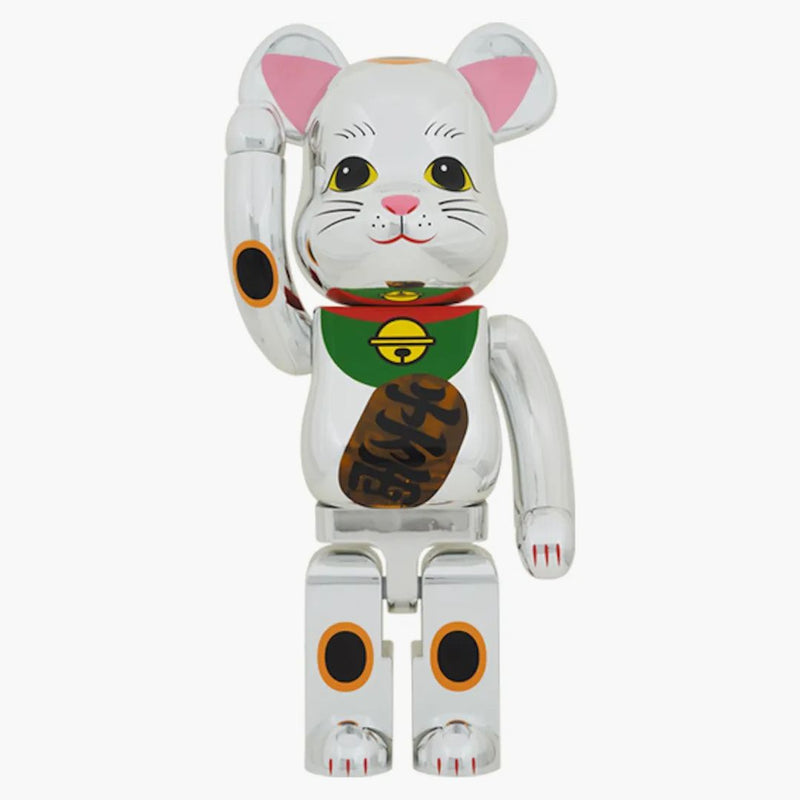 Bearbrick Maneki Neko Silver Plated Luminous 1000%