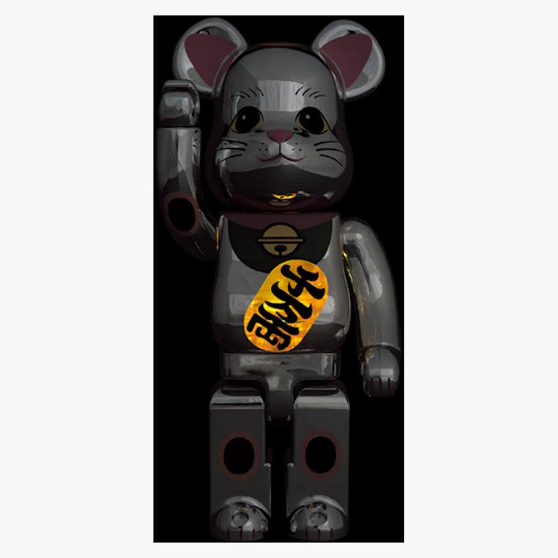 Bearbrick Maneki Neko Silver Svítí 400%