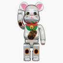 Bearbrick Maneki Neko Silver Plated Luminous 400%