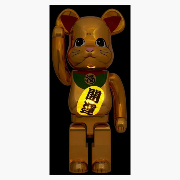 Bearbrick Medicom Lucky Cat Good Luck Luminous 1000% Gold Plated