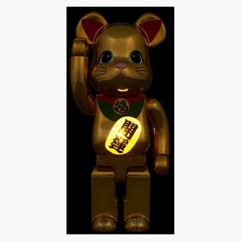 Bearbrick Medicom Lucky Cat Good Luck Luminous 400% Gold Plated