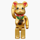 Bearbrick Medicom Lucky Cat Good Luck Luminous 400% Gold Plated