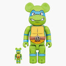 Bearbrick Medicom TMNT Leonardo 100% & 400% Set Green