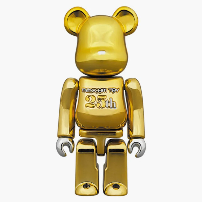 Bearbrick Medicom Toy 25. výročí 100% a 400% nastaveno zlatý chrom