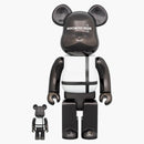 Bearbrick Medicom Toy Plus 100% & 400% set Black Chrome Ver.