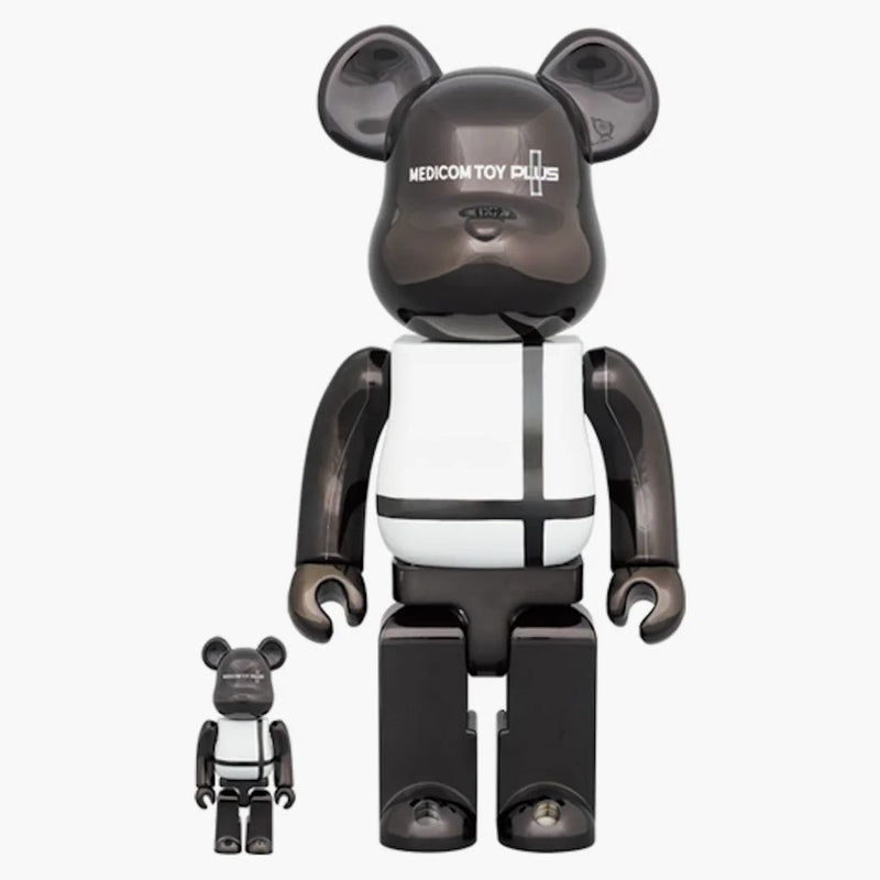 Bearbrick Medicom Toy Plus 100% & 400% set Black Chrome Ver.