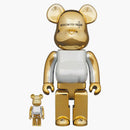 Bearbrick Medicom Toy Plus 100% & 400% Set Gold Chrome Ver.