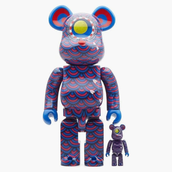 Bearbrick Medicom Yasuto Sasada Kujaku 100% & 400% sada fialová