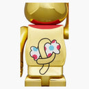Bearbrick Milky Maneki Neko Peko-chan Money Luck Double Oval 100% & 400% Set Gold Plated