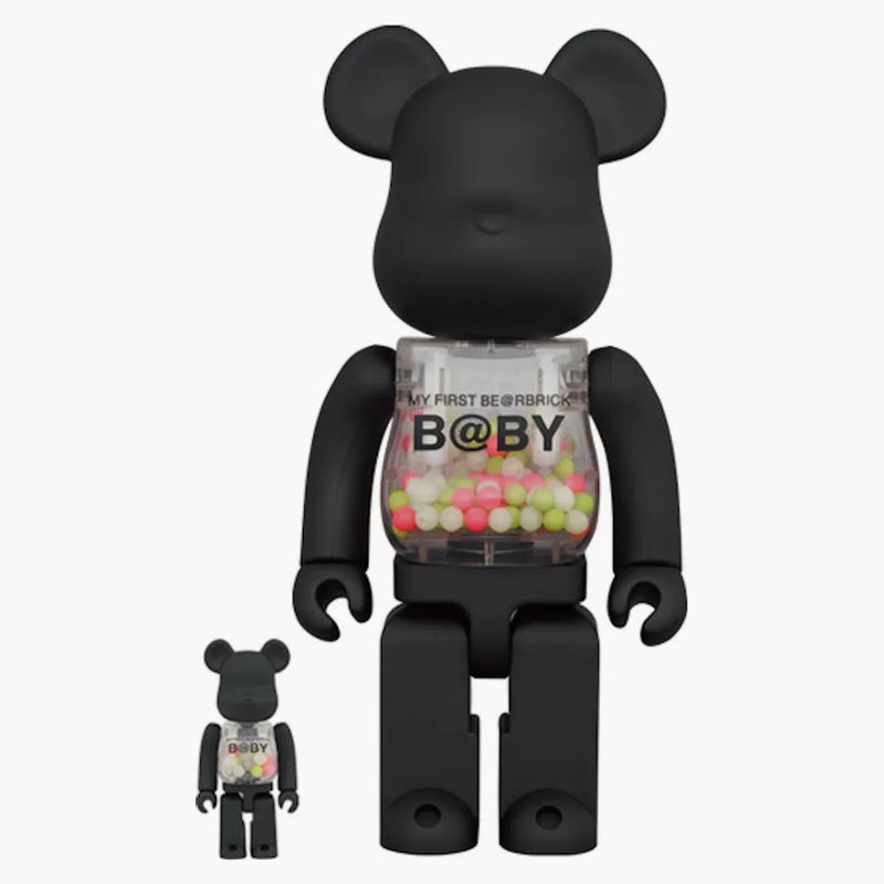 Bearbrick moje první dítě 100% a 400% set Matt Black Glow