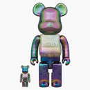Bearbrick moje první dítě Clear Ver. 100% a 400% set černý chrom
