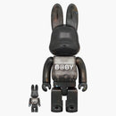 Bearbrick moja pierwsza przestrzeń dla niemowląt Rabbrick Ver. 100% i 400% ustawione na czarno