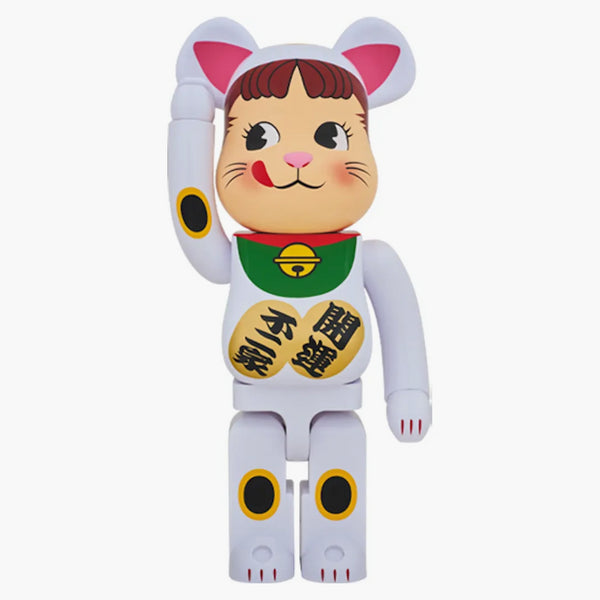 Bearbrick Peko-chan che fa cenno a gatto 1000% bianco