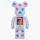 Bearbrick Peko-chan srdeční kostým 1000% bílý