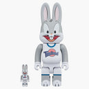 Bearbrick X Space Jam Bugbrick Bugs Bunny 100% y 400% Set Grey