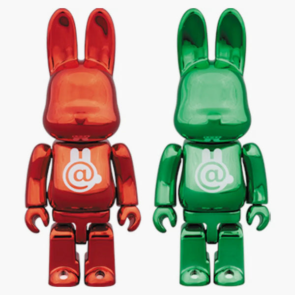 Bearbrick Rabbrick Chrome 100% set červená/zelená