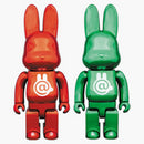 Bearbrick Rabrick Chrome 400% set rosso/verde