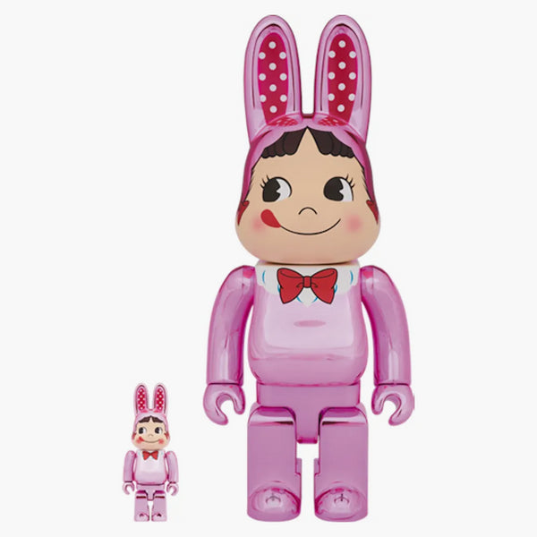 Bearbrick Rabbrick kostým Peko-chan 100% a 400% set růžový plot