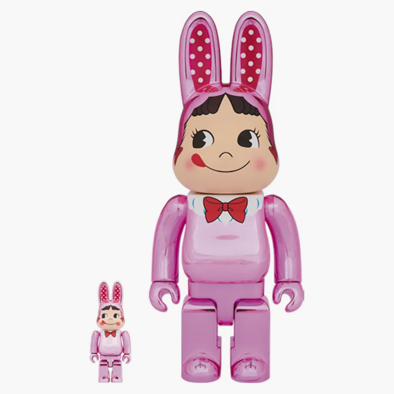 Bearbrick Rabbrick kostým Peko-chan 100% a 400% set růžový plot