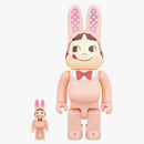 Costume da rabbrico Bearbrick Peko-chan 100% e 400% Set di fosforescenza rossa