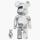Bearbrick Sorayama X Daniel Arsham 100% y 400% Set Silver