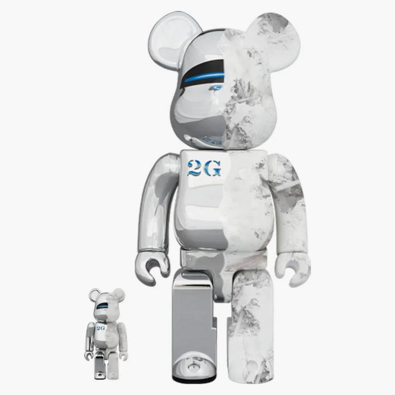 Bearbrick Sorayama X Daniel Arsham 100% & 400% Set Silver