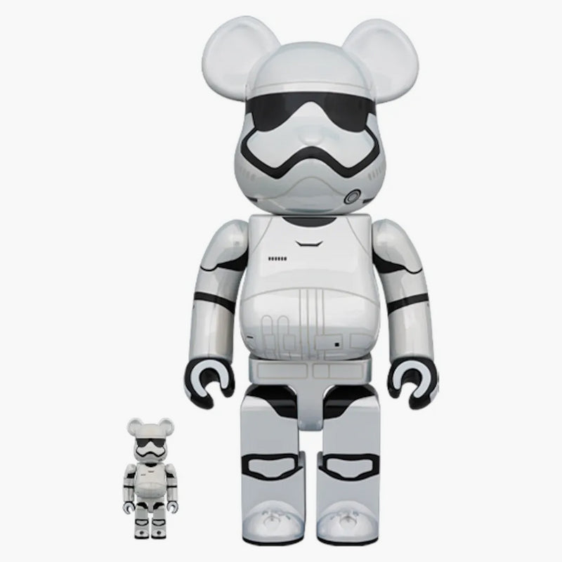 Bearbrick Star Wars (TM) First Order Stormtrooper (TM) (The Force Awakens) Chrome ver. 100% & 400% uppsättning