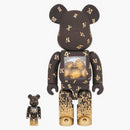 Bearbrick Shareef 2 100% e 400% set marrone/oro