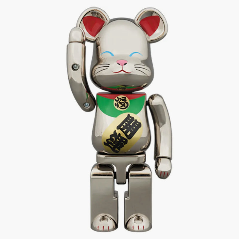 Bearbrick Superalloy vinkande katt silver pläterade 200%