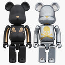 Bearbrick Superalloy Mastermind Japan 2 Pack (Gold Stripe & Chrome Silver) 200% Multi