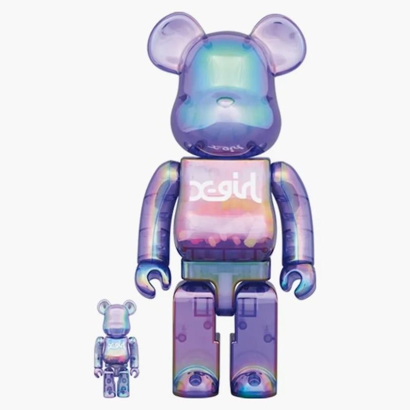 Bearbrick X-Girl 100% & 400% set Clear Purple