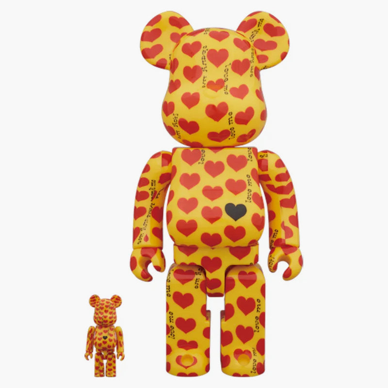 Bearbrick Yellow Heart 100% & 400% sada žlutá