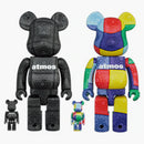 Bearbrick x atmos bandana 100% e 400% set di 2 neri/multi