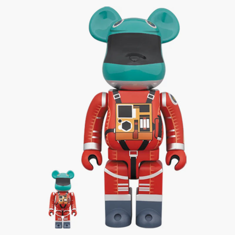 Bearbrick x 2001: Space Odyssey Space Suit Green Helmet Orange Suit 100% & 400% Multi