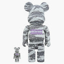 Bearbrick X Atmos x Solebox 100% y 400% Set Grey