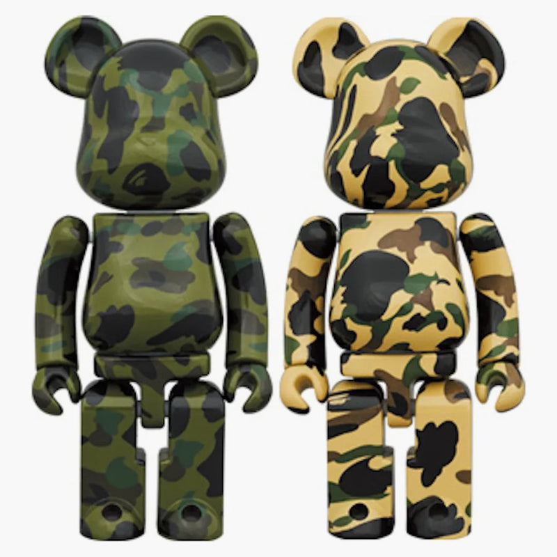 Bearbrick x Bape 1. camo chogokin 200% sada 2 zelené/žluté