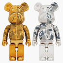 Bearbrick X Bape Camo Shark 1000% sada 2 zlatých/stříbrných
