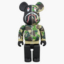 Bearbrick X Bape Camo Shark 400% Green