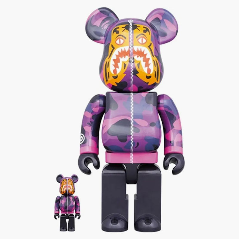 Bearbrick X Bape Camo Tiger 100% & 400% sada fialová