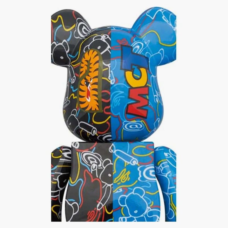 Bearbrick x Bape Line Camo Shark 100% & 400% Set Blue/Black