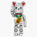 Bearbrick X Bape Maneki Neko 1000% Silver Plated