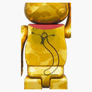 Bearbrick x Bape Maneki Neko e Danda 100% e 400% 4-PC set oro e argento placcato